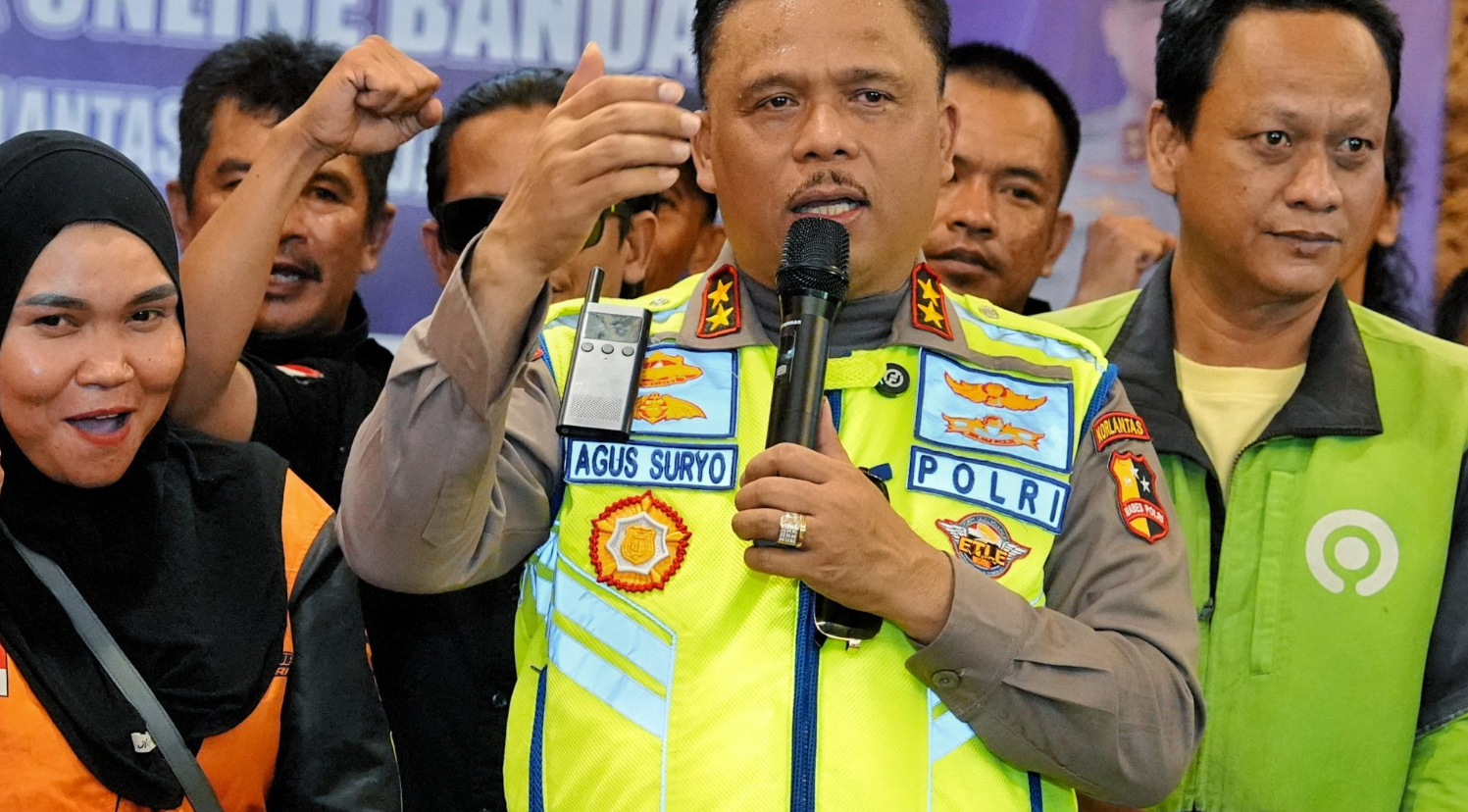 kolaborasi polantas dengan komunitas ojek online di Banjarmasin